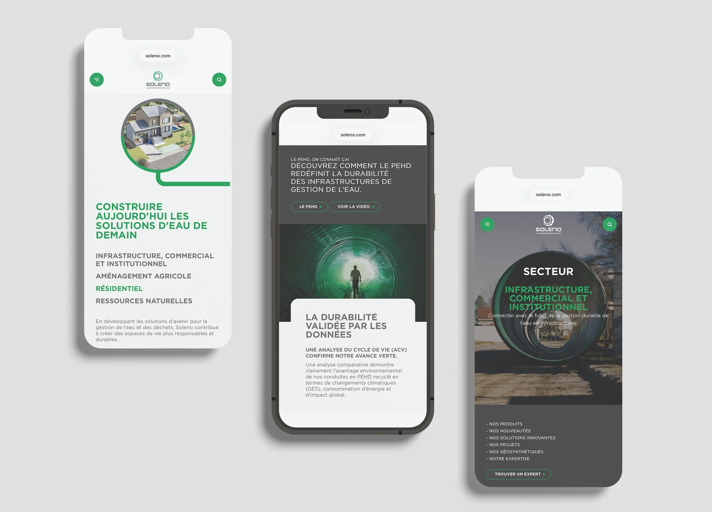 Conception de la version mobile du site de Soleno.com
